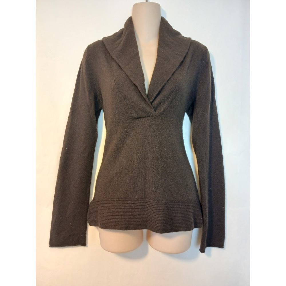 J Crew Brown 100% Cashmere V Neck Pullover Sweater Long Sleeve Size Small D121